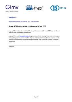 Groep SEA-invest verwerft resterende 30% in EBT