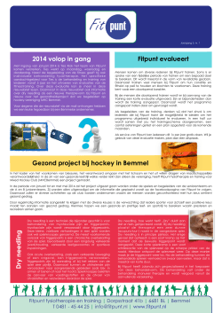 2014 volop in gang Fitpunt evalueert Dry needling Gezond project
