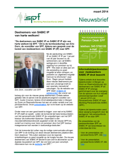 Nieuwsbrief maart 2014 - Stichting Pensioenfonds SABIC