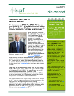 Nieuwsbrief maart 2014 - Stichting Pensioenfonds SABIC