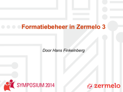 Formatiebeheer in Zermelo 3: een nieuwe koers: door H. Finkelnberg