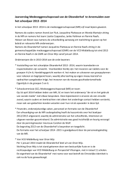 Jaarverslag MR Oleanderhof schooljaar 2013-2014