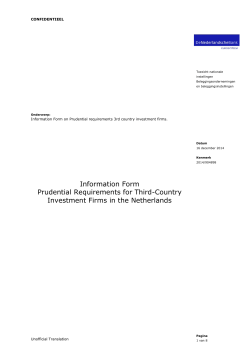 Information Form on Prudential requirements 3rd country investment