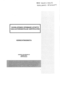 do&uuml;rlgpende openbare uitgifte van achtergestelde certificaten