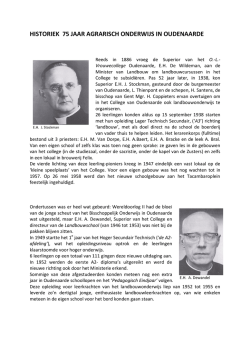 HISTORIEK 75 JAAR AGRARISCH ONDERWIJS IN OUDENAARDE