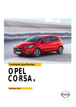 Technische specificaties Corsa modeljaar 2015