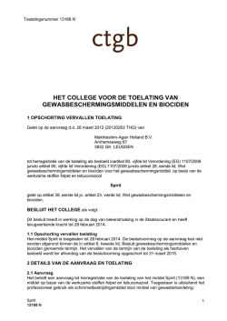 HET COLLEGE VOOR DE TOELATING VAN