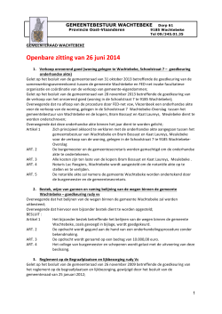 Agendapunten gemeenteraad 26 juni 2014