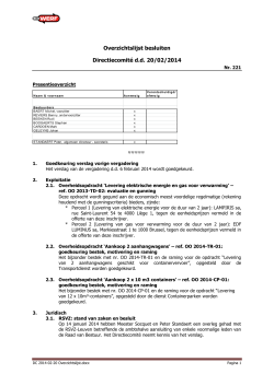 Overzichtslijst besluiten Directiecomité d.d. 20/02/2014