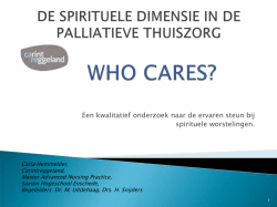 de spirituele dimensie in de palliatieve thuiszorg who cares?