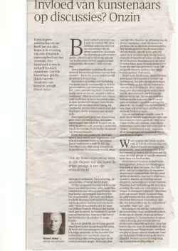 Invloed van kunstenaars op discussies? onzin