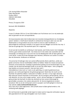 Brief aan Koning d.d. 25 aug. 2014