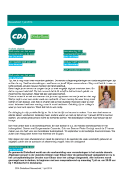 CDA Dinkelland nieuwsbrief 2014 Juli