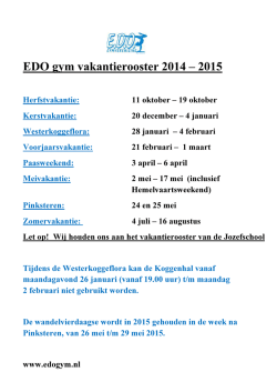 EDO gym vakantierooster 2014 &ndash; 2015