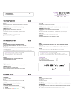 Dinerkaart - Van Heeckeren