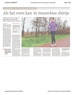 De Stentor 25 februari 2014 - Halve Marathon Harderwijk