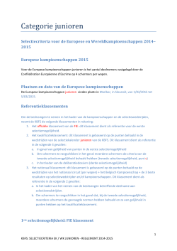 Selectie 2014-2015 reglement junioren