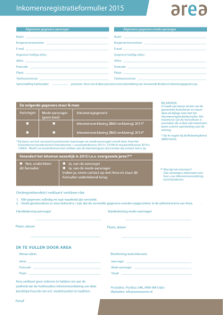 inkomensregistratieformulier Area 2015