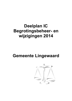 Jaarplan interne controle 2014 Deelplan IC Begrotingsbeheer