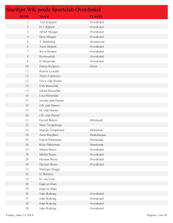 Startlijst WK poule Sportclub Overdinkel