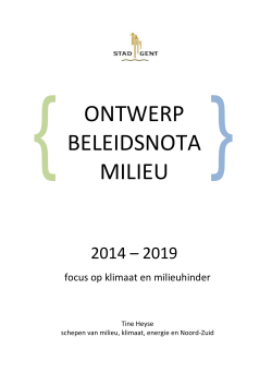 Ontwerp Beleidsnota Milieu 2014-2019