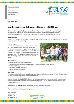 Vacature Leerkracht groep 7/8 voor 15 lesuren (0