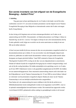 Een eerste inventaris van het erfgoed van de Evangelische