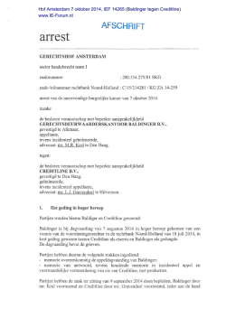 Hof Amsterdam 7 oktober 2014, IEF 14265 (Baldinger tegen