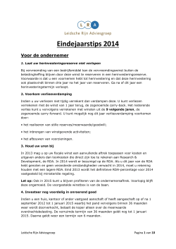 Eindejaarstips 2014 - Leidsche Rijn Accountancy