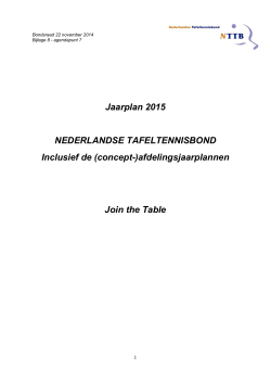 Jaarplan 2015 NEDERLANDSE TAFELTENNISBOND