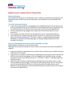Diploma tussen 1 oktober 2014 en 30 april 2015