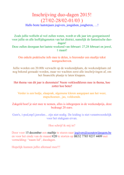 Inschrijving duo-dagen 2015! (27/02-28/02-01/03 )