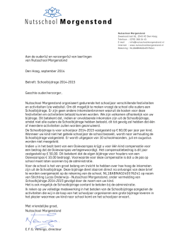 Schoolbijdrage 2014 - Nutsschool Morgenstond