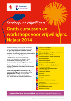 Gratis cursussen en workshops voor vrijwilligers. Najaar 2014