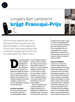 Longarts Bart Lambrecht krijgt Francqui-Prijs