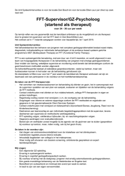 FFT-supervisor/GZ-psycholoog (vacaturenummer