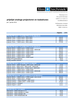 prijslijst ANALOGE projectoren en toebehoren per 1