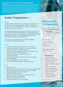 Analist / Programmeur (M/V) Boeiend werk in Hoegaarden!