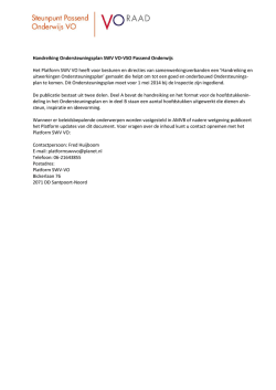 Handreiking en uitwerkingen ondersteuningsplan SWV