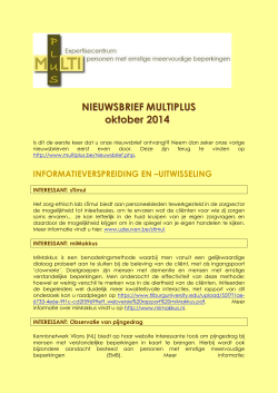 Nieuwsbrief okt 2014