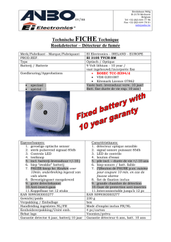 Technische FICHETechnique Rookdetector – Détecteur de fumée