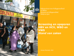 Screening en opsporen HBV en HCV, WBO en VWS Stand van zaken