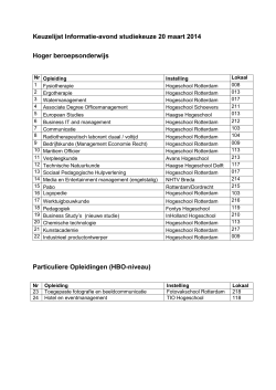 Keuzelijst Informatie-avond studiekeuze 20 maart 2014 Hoger
