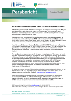 EIB en ABN AMRO werken opnieuw samen aan financiering