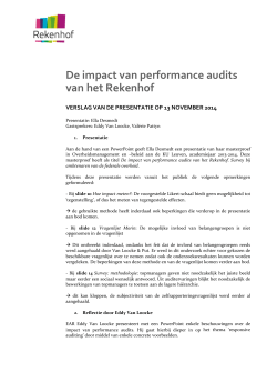 De impact van performance audits van het Rekenhof