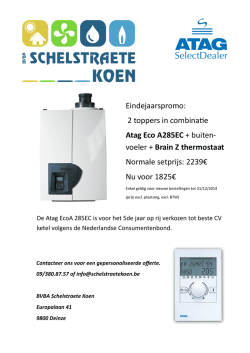 Eindejaarspromo: 2 toppers in combinatie Atag Eco A285EC +