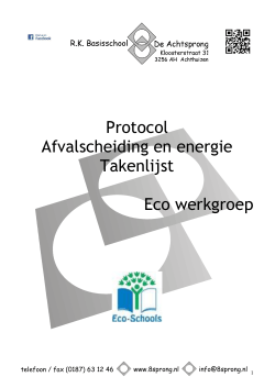Protocol Afvalscheiding en energie Takenlijst Eco werkgroep