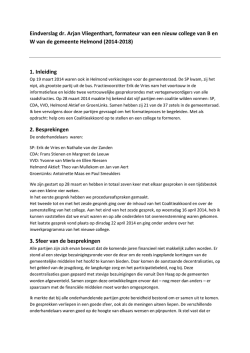 Eindverslag dr. Arjan Vliegenthart, formateur van een nieuw college