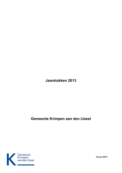 Jaarstukken 2013 Gemeente Krimpen aan den IJssel