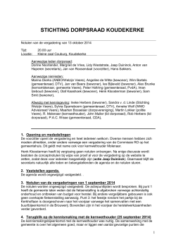 download hier notulen 13/10/2014 - Stichting Dorpsraad Koudekerke
